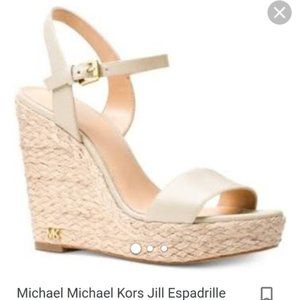 Michael Kors Jill gold leather wedge sandals 5